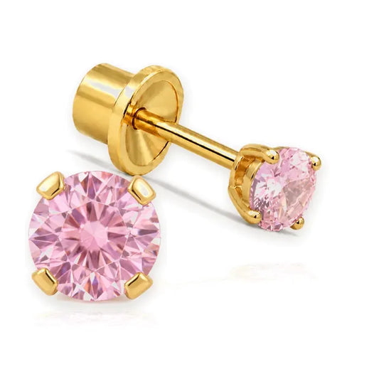 Solitario Rosa 4mm  Miss Earrings - Laminado en oro 24K · S89 · vista principal · Miss Earrings